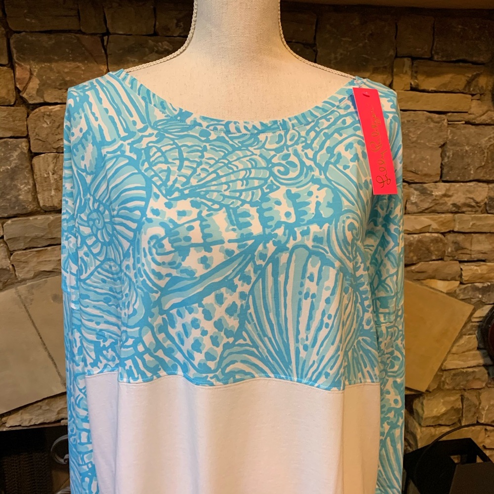 NWT Lilly Pulitzer Finn Top Succulent Blue Sea Cup - Picture 2 of 10